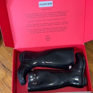 Hunter Glossy Black Tall Boots